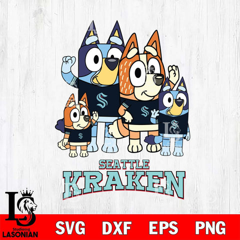 Seattle Kraken Bluey & Bingo 14 Svg Eps Dxf Png File, NHL svg, Digital Download, Instant Download