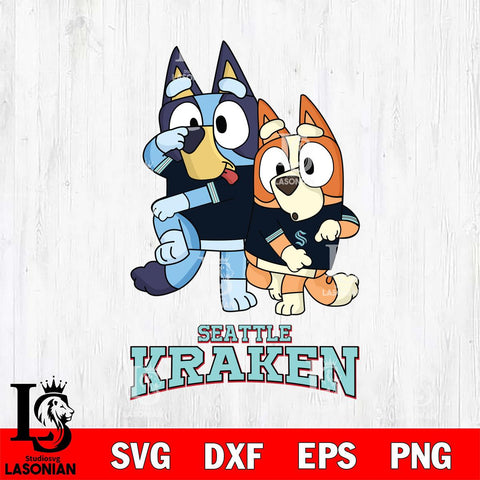 Seattle Kraken Bluey & Bingo 18 Svg Eps Dxf Png File, NHL svg, Digital Download, Instant Download