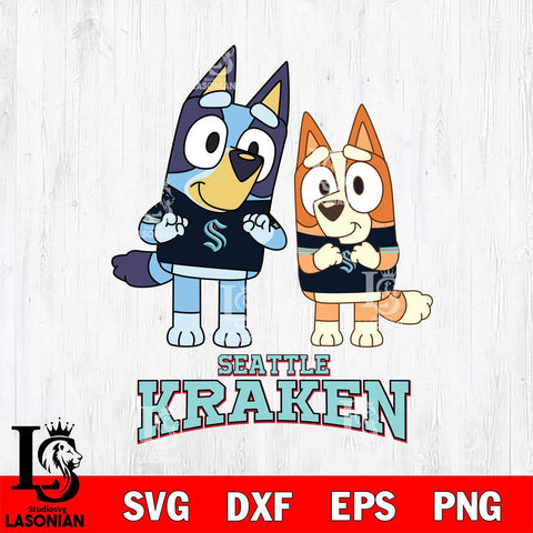 Seattle Kraken Bluey & Bingo 6 Svg Eps Dxf Png File, NHL svg, Digital Download, Instant Download