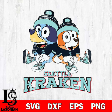 Seattle Kraken Bluey & Bingo 8 Svg Eps Dxf Png File, NHL svg, Digital Download, Instant Download