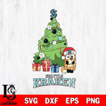 Seattle Kraken Bluey Chilli Christmas Tree Svg Eps Dxf Png File, Digital Download