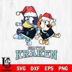 Seattle Kraken Bluey Christmas Holiday Svg Eps Dxf Png File, Digital Download