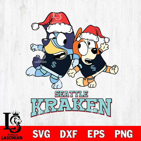 Seattle Kraken Bluey Christmas Holiday Svg Eps Dxf Png File, Digital Download
