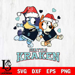 Seattle Kraken Bluey Christmas NFL Svg Eps Dxf Png File, Digital Download