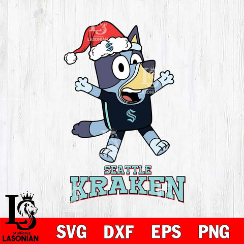 Seattle Kraken Bluey Happy Christmas Svg Eps Dxf Png File, Digital Download