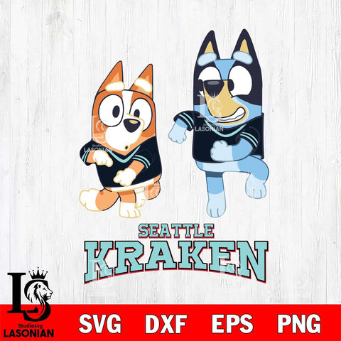 Seattle Kraken Bluey with Chilli Dance Svg Eps Dxf Png File, Digital Download, Instant Download