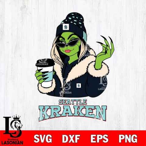 Seattle Kraken Boujee Grinch Girls Christmas Cut Files, Cricut,Christmas Svg Dxf Eps Png file , Digital Download