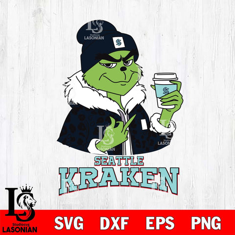 Seattle Kraken Boujee Grinch Leopard Christmas Cut Files, Cricut,Christmas Svg Dxf Eps Png file , Digital Download