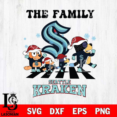 Seattle Kraken Family Bluey Christmas Svg Eps Dxf Png File, Digital Download