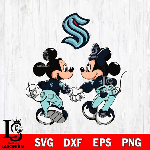 Seattle Kraken Fan Minnie And Mickey Love Svg Eps Dxf Png File, Digital Download, Instant Download