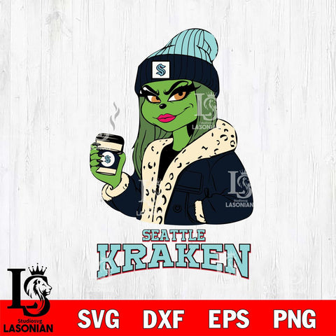Seattle Kraken Girls Grinch Bougie Svg Eps Dxf Png File, Digital Download, Instant Download