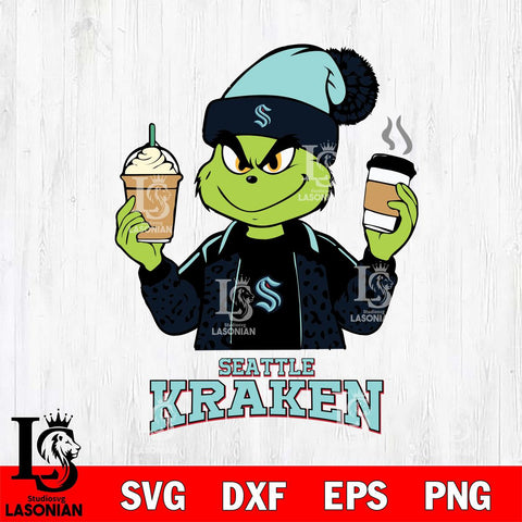 Seattle Kraken Grinch 2 coffee Svg Eps Dxf Png File, Digital Download, Instant Download