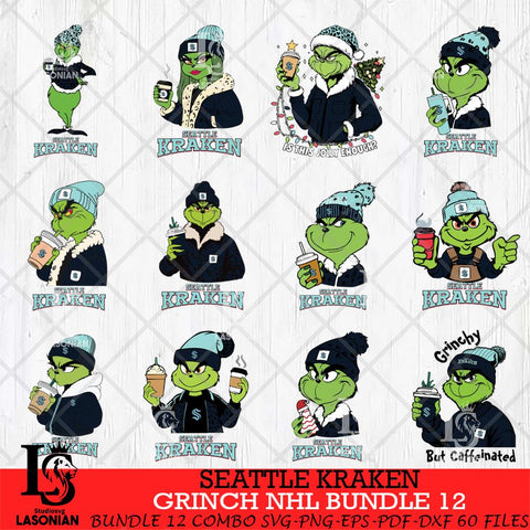 Seattle Kraken Grinch NHL Bundle 12 SVG Eps Dxf Png File, Digital Download, Instant Download