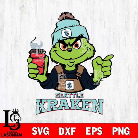 Seattle Kraken Grinch with coffee Svg Eps Dxf Png File, Digital Download, Instant Download