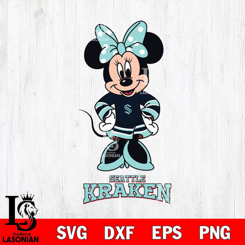Seattle Kraken Minnie Mouse NHL Hockey SVG DXF EPS PNG FILE,NHL File Cut,Disney Digital Download,Instant Download, Silhouette
