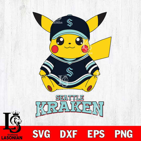 Seattle Kraken Pikachu NHL Hockey SVG DXF EPS PNG FILE,NHL File Cut,Disney Digital Download,Instant Download, Silhouette