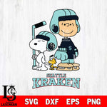 Seattle Kraken Snoopy and Charlie Brown Hockey Svg Eps Dxf Png File, Digital Download , Instant Download, Svg Files