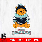 Seattle Kraken Winnie The Pooh Hockey SVG DXF EPS PNG FILE,NHL File Cut,Disney Digital Download,Instant Download, Silhouette
