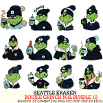 Seattle Kraken  Boujee Grinch NHL Bundle 12 SVG Eps Dxf Png File, Digital Download, Instant Download
