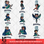 Seattle Mariners Black Fan Girl Betty Boop Bundle 9, Svg Eps Dxf Png File, Digital Download