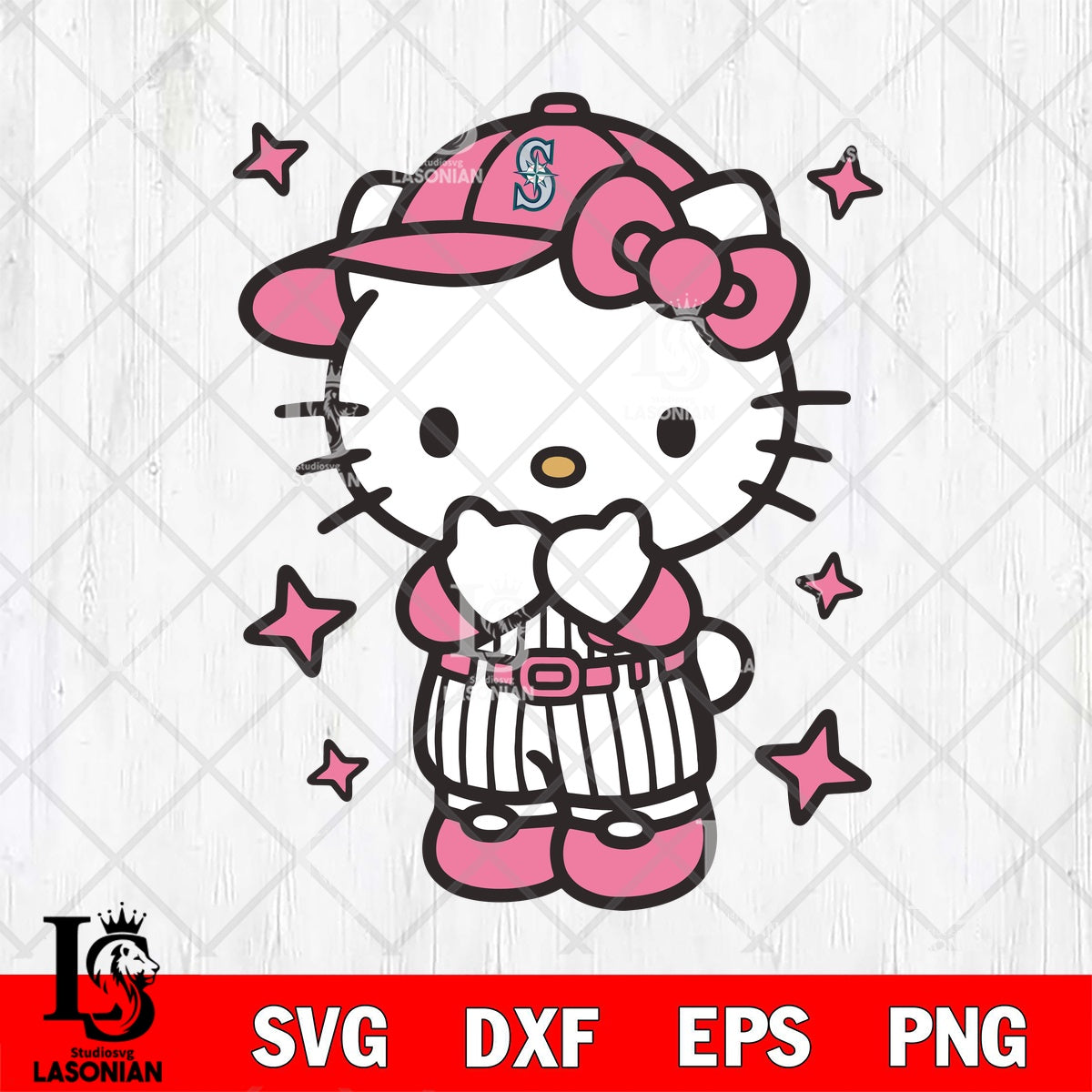 Seattle Mariners Hello Kitty Pink MLB Stars SVG file , Hello Kitty Bas ...