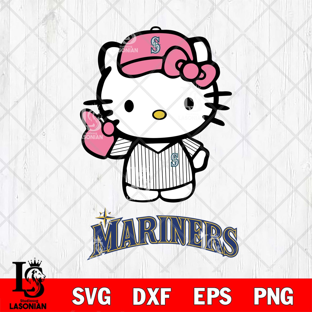 Seattle Mariners Hello Kitty Pink baseball #1 SVG file,Hello Kitty MLB ...