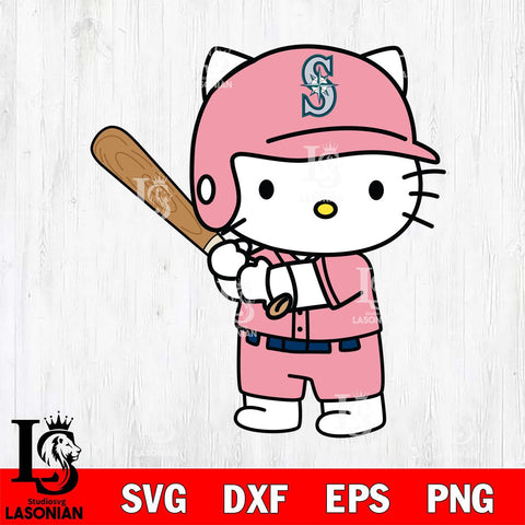 Seattle Mariners Hello Kitty Player SVG DXF EPS PNG FILE, MLB File Cut,Hello Kitty Digital Download,Instant Download, Silhouette