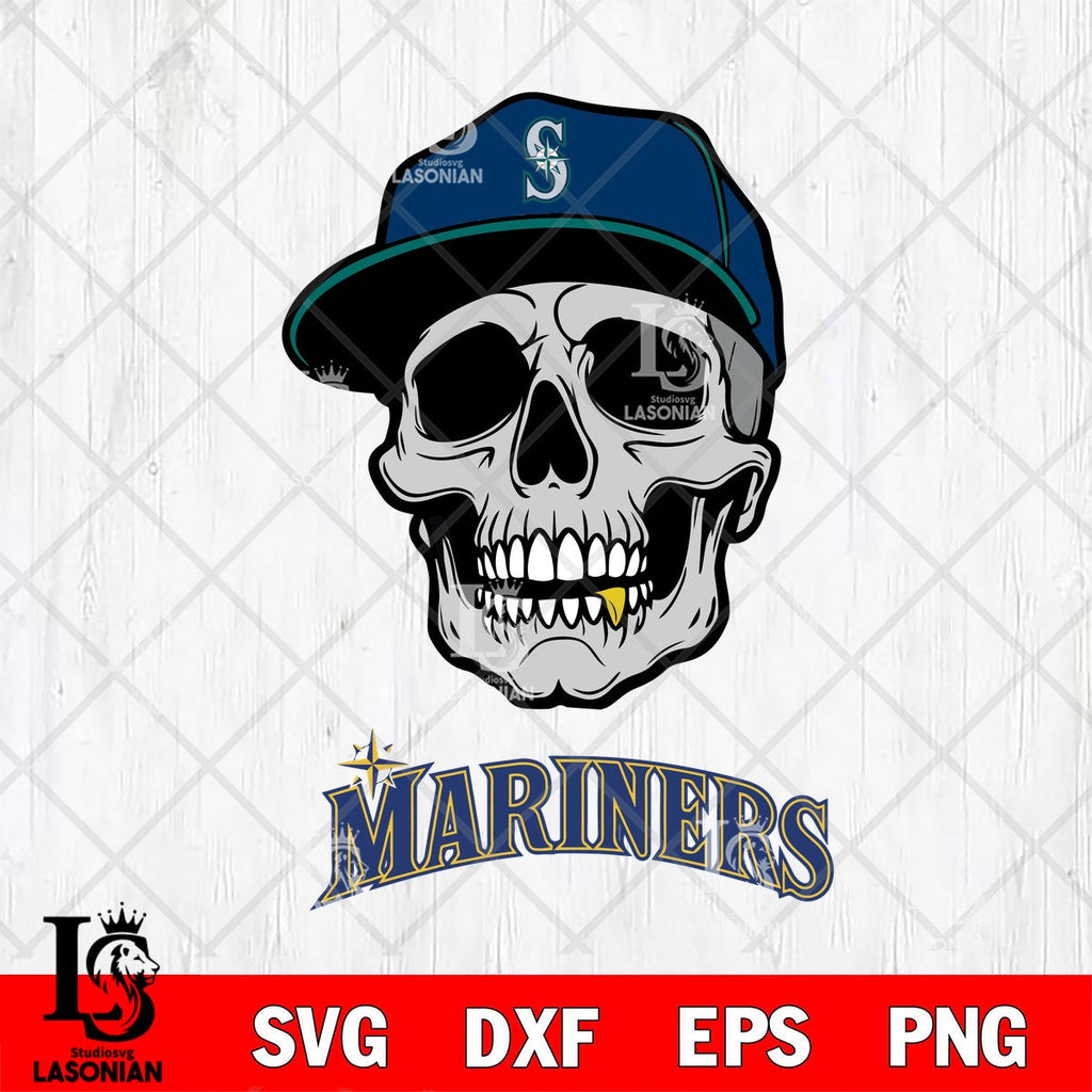 Vector File Mariners Log Seattle Mariners Skull Gold Tooth Baseball SVG file,MLB File cut , Dig ...