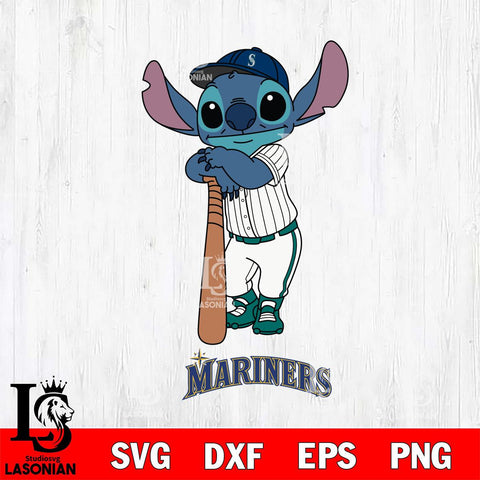Seattle Mariners Stitch Baseball bat SVG DXF EPS PNG FILE, MLB File Cut, Digital Download,Instant Download, Silhouette, Stitch Cricut