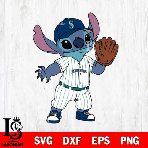 Seattle Mariners Stitch baseball cute SVG DXF EPS PNG FILE, MLB File Cut, Digital Download,Instant Download, Silhouette, Stitch Cricut