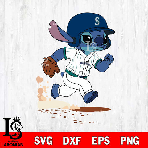 Seattle Mariners Stitch run Baseball SVG DXF EPS PNG FILE, MLB File Cut, Digital Download,Instant Download, Silhouette, Stitch Cricut