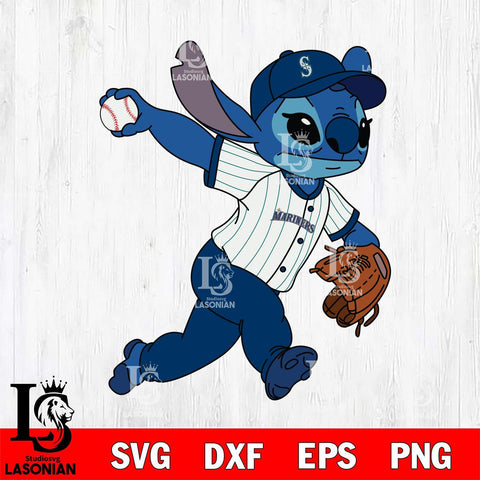 Seattle Mariners Stitch throw the ball SVG DXF EPS PNG FILE, MLB File Cut, Digital Download,Instant Download, Silhouette, Stitch Cricut
