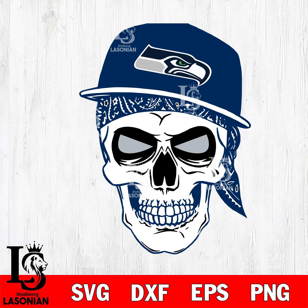 Seattle Seahawks Badass Hat Skull SVG – lasoniansvg