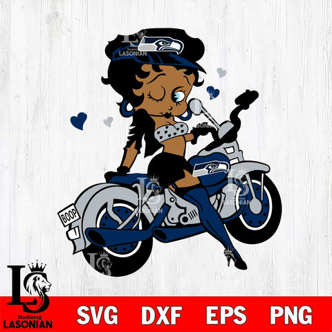 Seattle Seahawks Betty Boop And Badass Motor SVG Svg Eps Dxf Png File, Digital Download, Instant Download