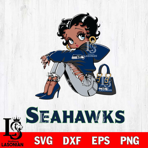 Seattle Seahawks Betty Boop Black Fan Girl Svg Eps Dxf Png File, Digital Download, Instant Download