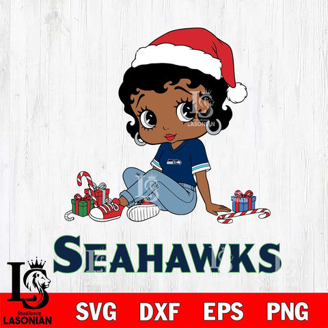 Seattle Seahawks Betty Boop Christmas File Cut, NFL SVG DXF EPS PNG PDF File, Digital Download , Criucut , Silhouette