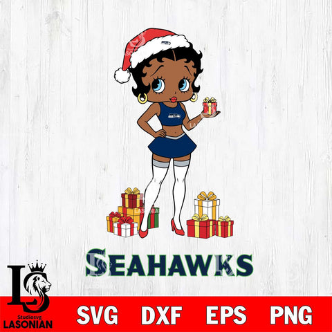 Seattle Seahawks Betty Boop Christmas Gift File Cut, NFL SVG DXF EPS PNG PDF File, Digital Download , Criucut , Silhouette