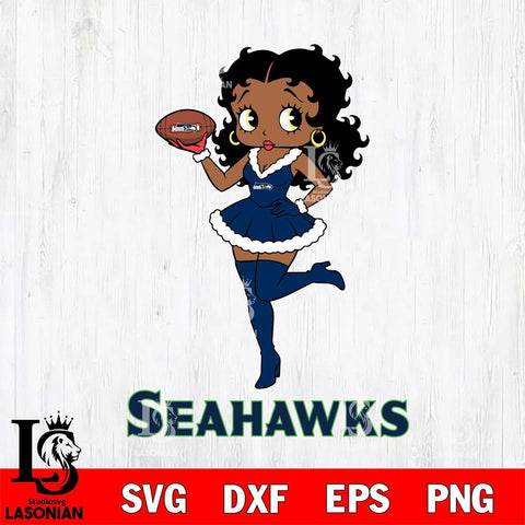 Seattle Seahawks Betty Boop Christmas Rugby File Cut, NFL SVG DXF EPS PNG PDF File, Digital Download , Criucut , Silhouette