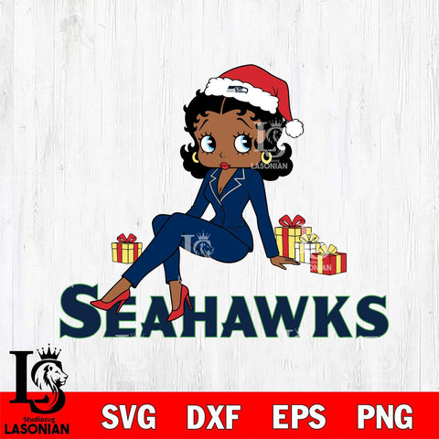 Seattle Seahawks Betty Boop Christmas fan File Cut, NFL SVG DXF EPS PNG PDF File, Digital Download , Criucut , Silhouette