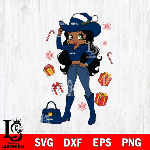 Seattle Seahawks Betty Boop Cowboy File Cut, NFL SVG DXF EPS PNG PDF File, Digital Download , Criucut , Silhouette