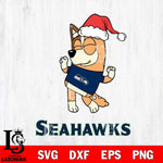 Seattle Seahawks Bluey Chilli Happy Christmas Svg Eps Dxf Png File, Digital Download