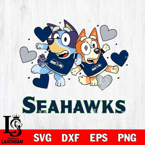 Seattle Seahawks Bluey Chilli Heart NFL Svg Eps Dxf Png File, Digital Download, Instant Download