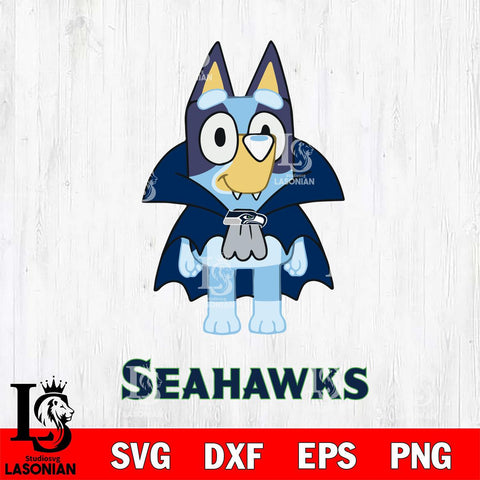 Seattle Seahawks Bluey Dracula Halloween Svg Eps Dxf Png File, Digital Download, Instant Download