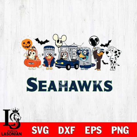 Seattle Seahawks Bluey Halloween Svg Eps Dxf Png File, Digital Download, Instant Download