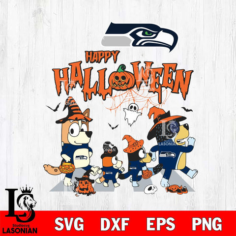Seattle Seahawks Bluey Halloween Family Svg Eps Dxf Png File, Digital Download, Instant Download