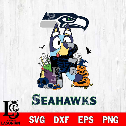 Seattle Seahawks Bluey Halloween NFL 2 Svg Eps Dxf Png File, Digital Download, Instant Download
