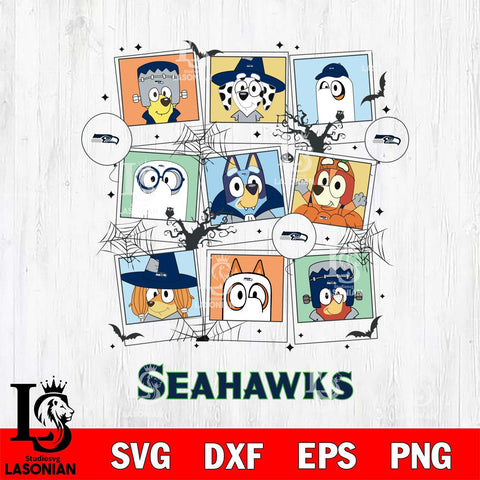 Seattle Seahawks Bluey Halloween Sport Svg Eps Dxf Png File, Digital Download, Instant Download