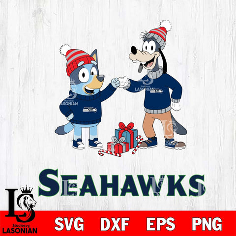 Seattle Seahawks Bluey With Goofy Christmas Cricut,Christmas SVG DXF EPS PNG FILE, Digital Download,Instant Download, Silhouette