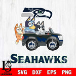 Seattle Seahawks Bluey friends car Svg Eps Dxf Png File, Digital Download, Instant Download