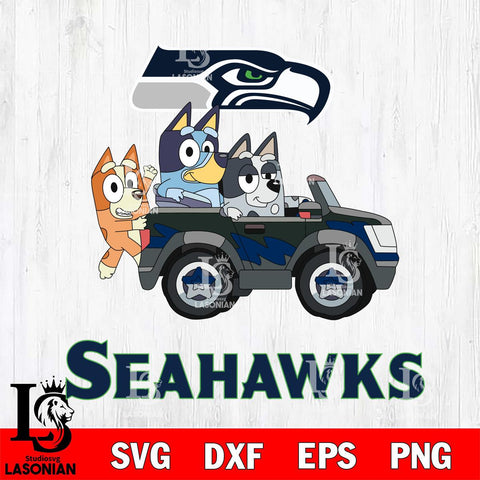 Seattle Seahawks Bluey friends car Svg Eps Dxf Png File, Digital Download, Instant Download